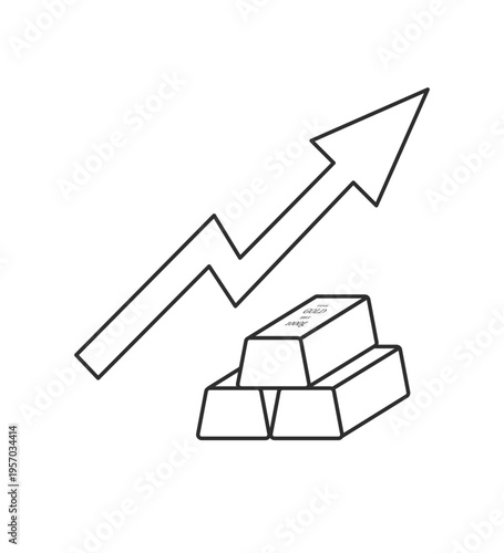 金価格上昇のイラスト　線画のみ