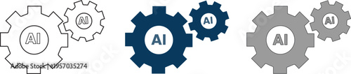 settings icon AI . Cogwheel symbol. Gear wheel vector linear icon for use in any purpose.