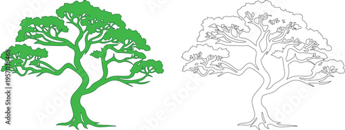 tree  icon on white background silhouette flat icon outline icon and icon style three minimal vector icon style