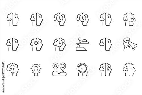 Brain and Mental Health Icons Collection for Psychology and Neurology