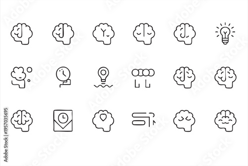 Neurology and Mental Health Icons Collection with Cognitive Issues