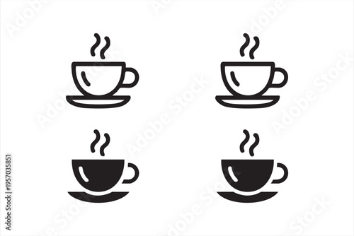 Coffee and Beverage Icons Collection with Hot Drink Symbols