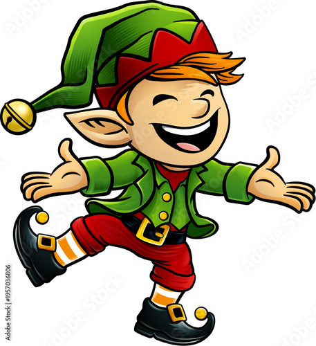 Christmas elf Santa Claus helper cartoon character illustration