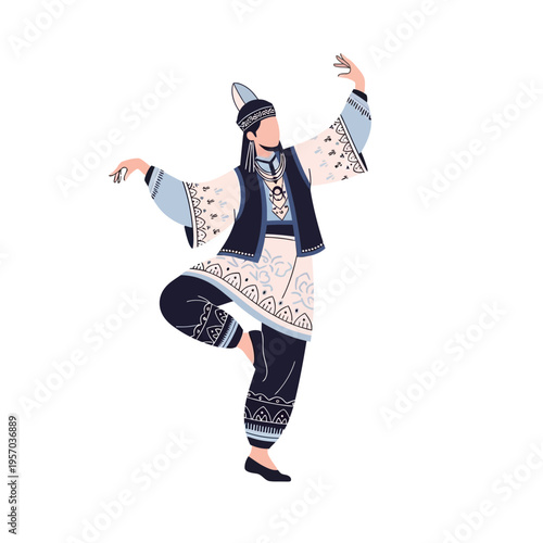Traditional Uzbek Dancer Performing in Colorful Ethnic Costume