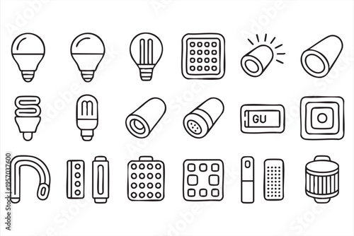 Light Bulb And Spotlight Icons For Electrical And Home Lighting Systems