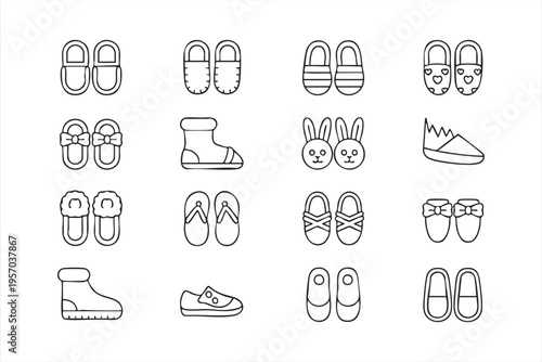 Footwear And Fashion Icons Featuring Slippers Sandals And Boots