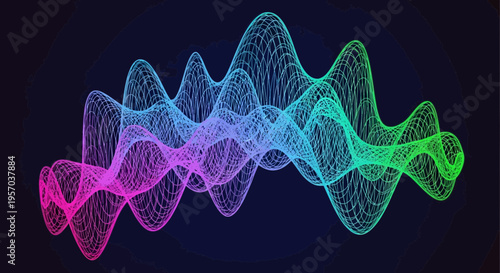 Abstract Gradient Waveform Visualization on Dark Background
