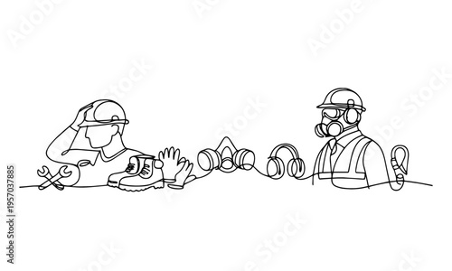 Continous line of Protect yourself before you work