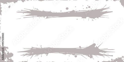 Vector grunge background featuring ink splashes and a textured tree design with a black paint splatter frame and vintage brush pattern illustration on old rough paper