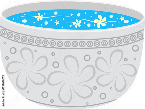 Songkran Bowl Water Bowl Filled with Water and Flowers for Thai New Year Celebrations