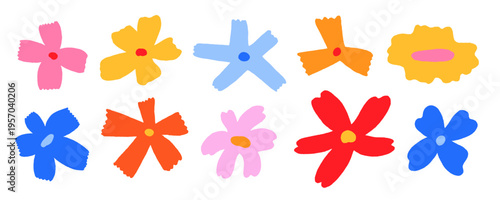 Doodle flower collection. Simple trendy hand drawn floral illustration