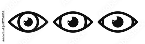 Human eye symbol. Vision icon, open eye on white background.