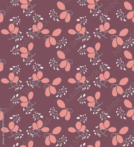 Japanese Pretty Swirl Flower Vector Seamless Pattern