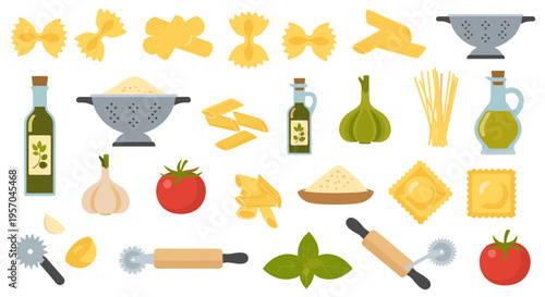 Delicious Italian Pasta Ingredients and Tools for Cooking Homemade Italian Food