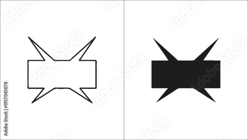 A comparison showing a simple black outline shape next to its solid black filled-in version Vector