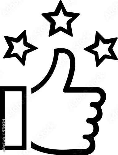 Thumbs up with star icons set. Like symbol collection. Thumb up flat and outline signs - stock vector. isolated on transparent background