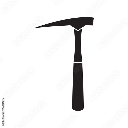 Geology rock hammer, vector silhouette on white background
