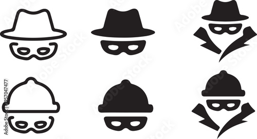 incognito icon set vector logo design illustration art