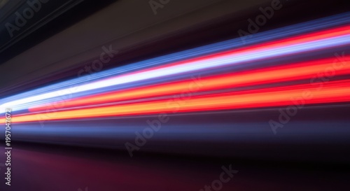 A colorful light trail on a dark background