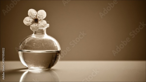 Single Flower in Vase With Water Reflections Captured Indoors Using an 85mm Lens With Minimal Composition and Soft Light