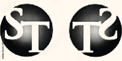 Set of halftone dots gradient pattern texture isolated on white background. Straight dotted spots using halftone circle dot raster texture. Vector blot half tone collection. eps10