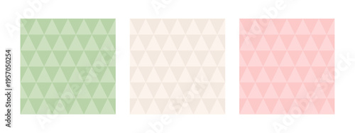 Seamless pattern set, geometric background, pastel colors, simple triangle pattern, vector illustration.