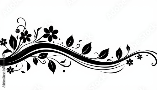 Black floral wave design vector illustration