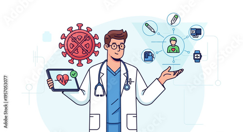 Digital Health Monitoring and Telemedicine Concept with Doctor