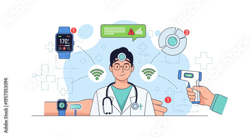 Digital Health Monitoring and Telemedicine Consultation Concept