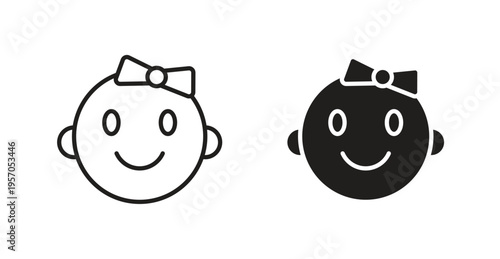 Baby girl face icon for web design. icon symbol vector