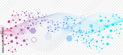 Structure molecule and communication Dna, atom, neurons. Science concept for your design. Connected lines with dots. Medical, technology, chemistry, science background. illustration.