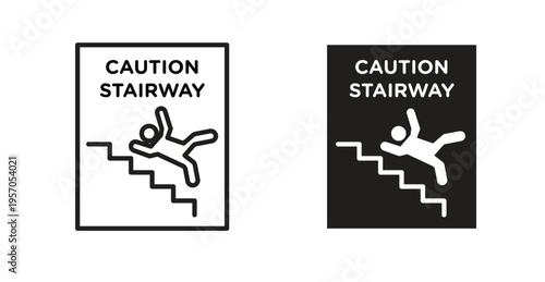 Caution stairway sign for web design. icon symbol vector