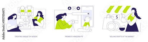 Selling handmade crafts isolated cartoon vector illustrations se