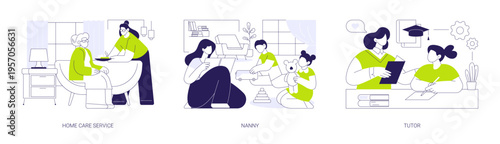 Caregiver services isolated cartoon vector illustrations se