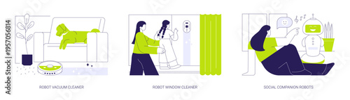 Home robotics isolated cartoon vector illustrations se