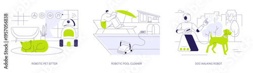Household robots isolated cartoon vector illustrations se