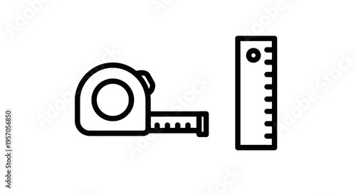 Measuring tape and ruler tool icon set - precision measurement and diy equipment with hand tool