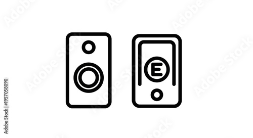 Audio speaker and sound system outline icons set for music production home theater multimedia technology interface and electronic hardware visualization