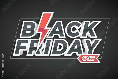 Black Friday sale with 3d effect concept for trendy flayer and banner template promotion