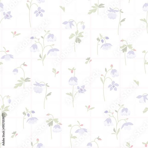Seamless floral pattern, ditsy flower pattern, fabric print in elegant style on stripe background, timeless floral, small soft ditsy flower. Surface design for home textile, wallpaper pattern, fabric,