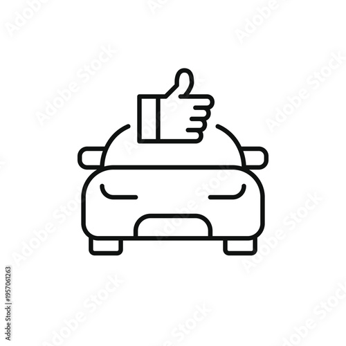 Vehicle approved, security and car rent ratings. Like thumbs up. Pixel perfect, editable stroke vector icon