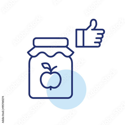 Apple jam jar and like. Favorite food and quality farmer produce. Pixel perfect, editable stroke vector icon
