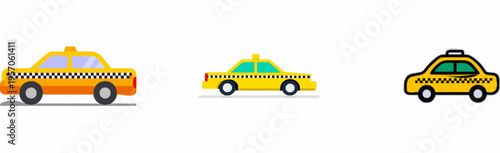 Vintage Taxi Icon: A classic yellow taxi cab with a black checker on top of it