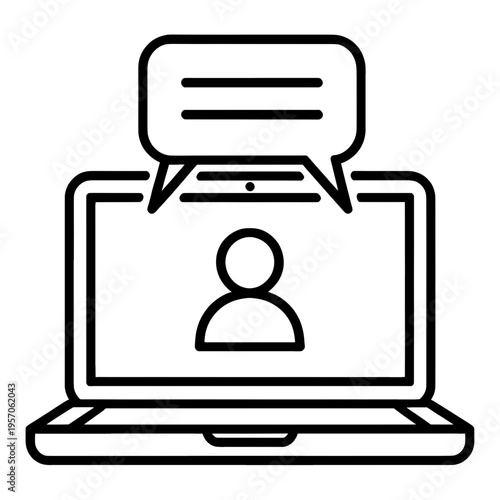 Video Call Vector Icon on Laptop Screen