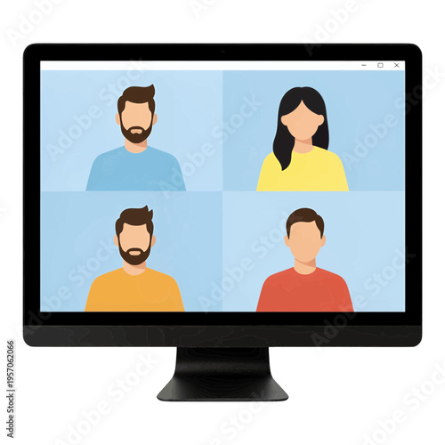 Video Conference Call Vector Icon