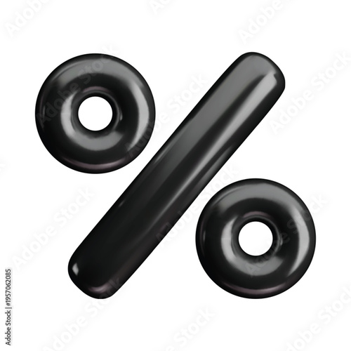 Vector cartoon 3d percent symbol icon. Shiny realistic holiday percentage black sale sign. Minimal 3d render rate sign for loyalty promotion, Black Friday sale, discount, special offer, shopping