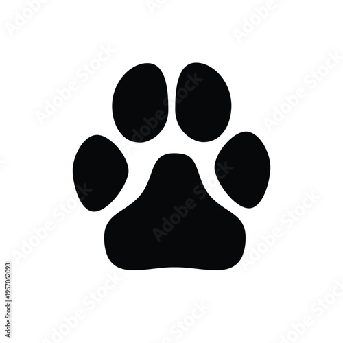 Black silhouette of animal paw print icon. Dog footprint. Paw icon