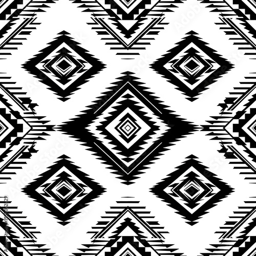 Ethnic Seamless Pattern of Hand Drawn Triangles in Warm Earth Tones