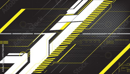 Futuristic Cyberpunk HUD Background with Geometric Tech Elements