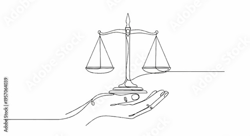 Justice scale balanced on open hand symbolizing fairness and equality in law